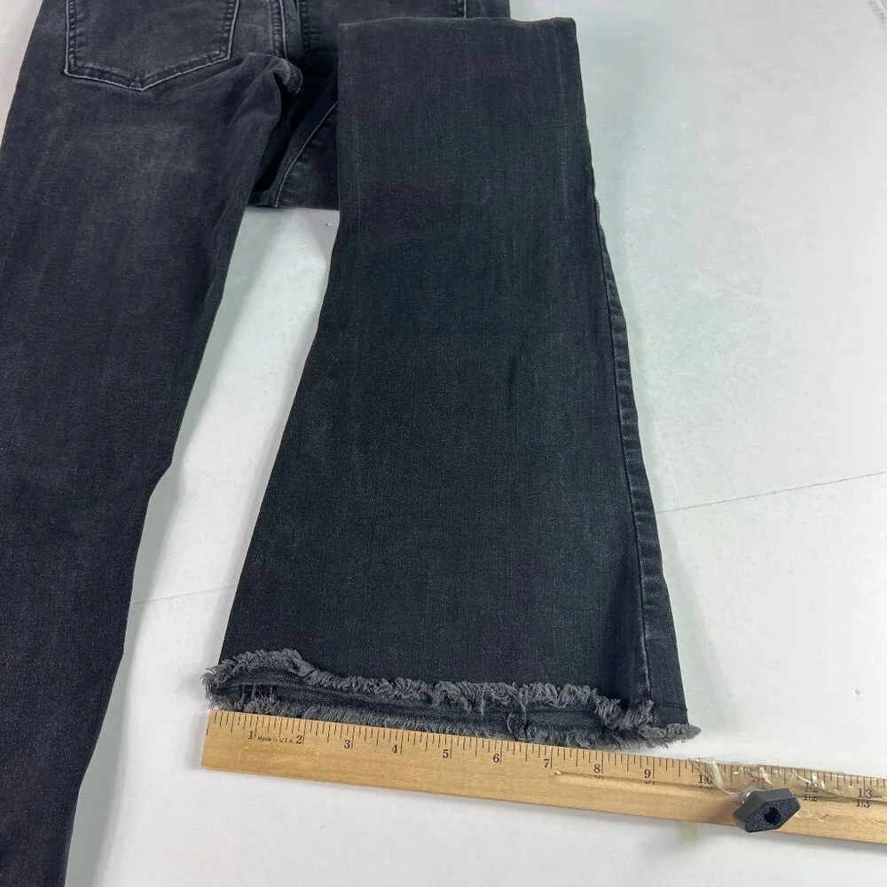 Free People Jeans Women's 26x30* Flare Skinny Black Raw Split Hem Denim Tag 27R